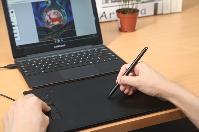 tableta grafica XP-Pen Star G960s funciona con samsung chromebook.JPG