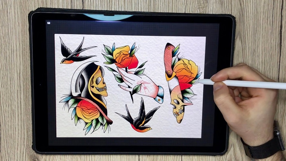 ipad pro tablet para dibujar y diseñar tatuajes