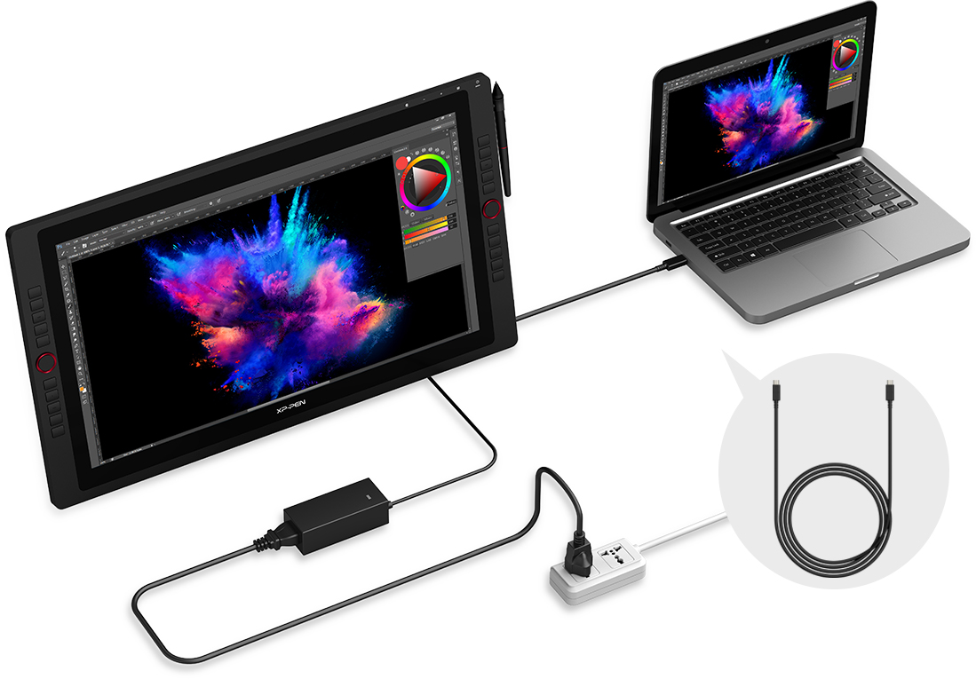 pantalla XP-Pen Artist 24 Pro es compatible con una conexión USB-C a USB-C