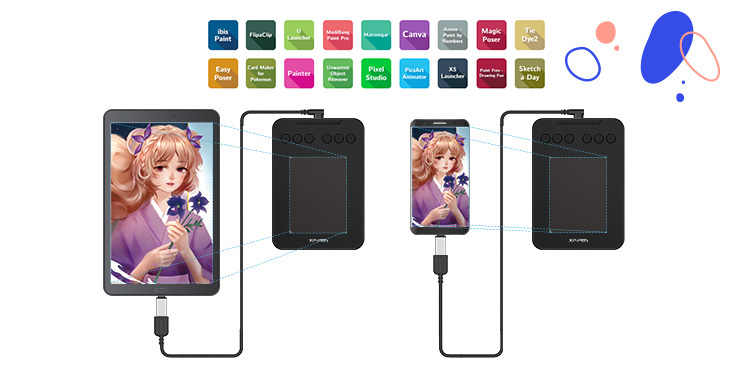 tableta para dibujo digital XP-Pen Deco mini4 Soporta conexiones con dispositivos Android