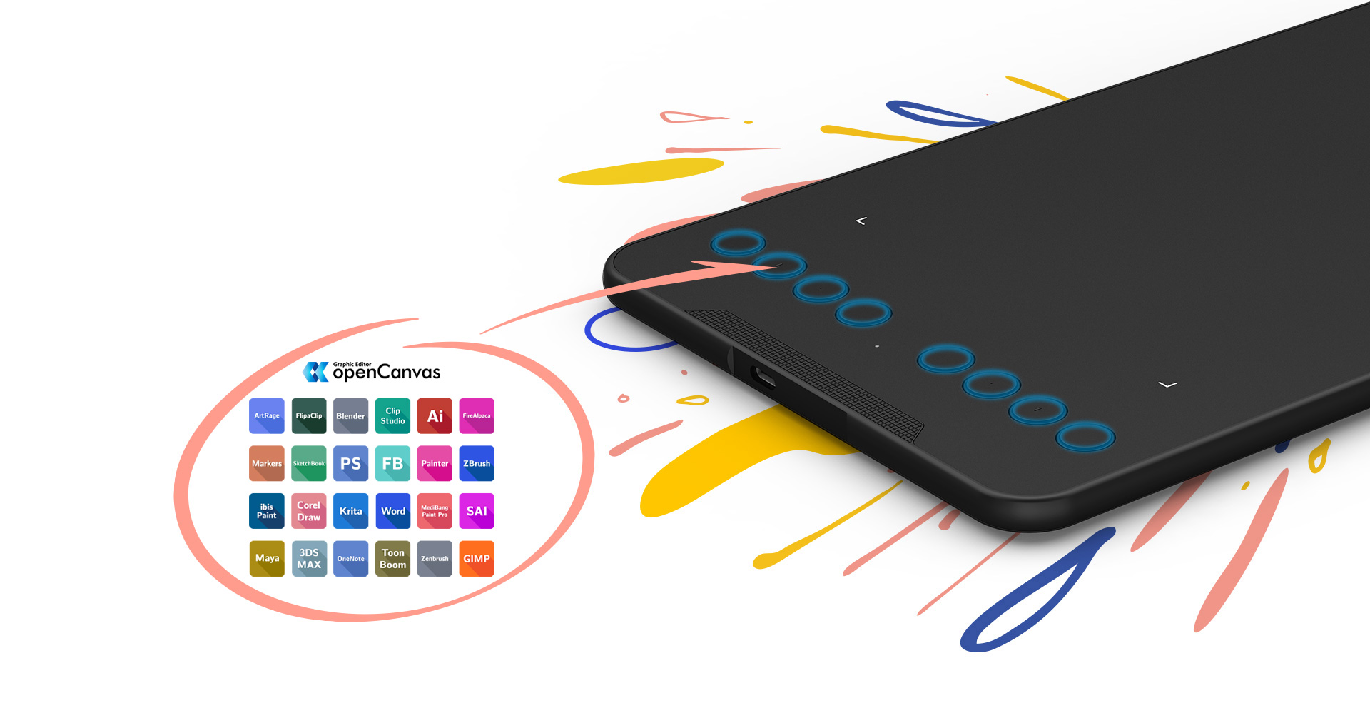 tableta para dibujo digital XP-Pen Deco mini7 Con 8 teclas de atajo personalizables