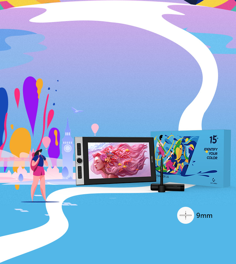 tableta digitalizadora XP-Pen Innovator 16 con pantalla 15.6 pulgadas y solo 9 mm de grosor