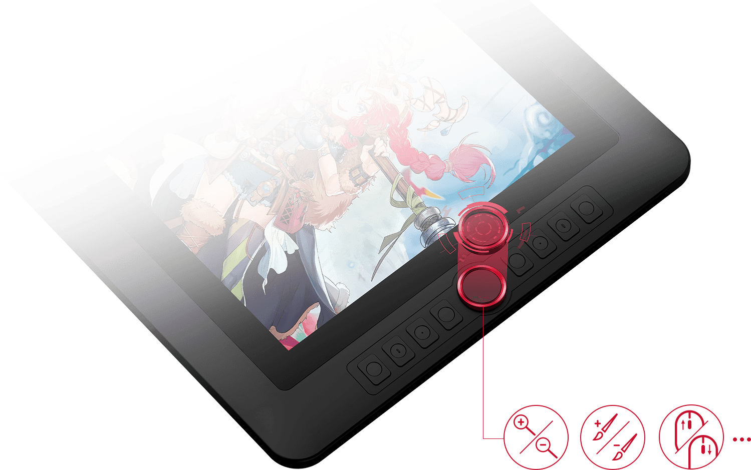 tablet para dibujar profesional XP-Pen Artist 15.6 Pro Con Una Interfaz de Dial Rojo
