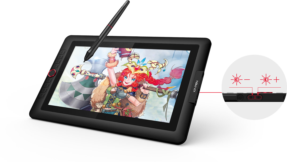 tableta de dibujo XP-Pen Artist 15.6 Pro con un botón de brillo de pantalla inteligente de fácil acceso