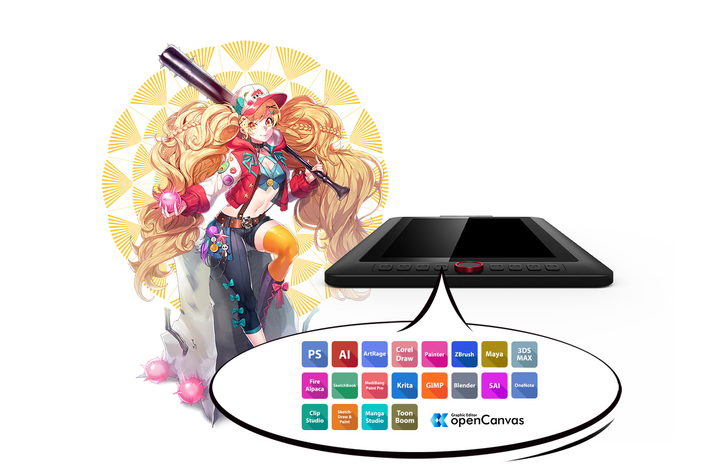 XP-Pen Artist 13.3 Pro Tableta incluye 1 creativa Red Dial y 8 botones configurables