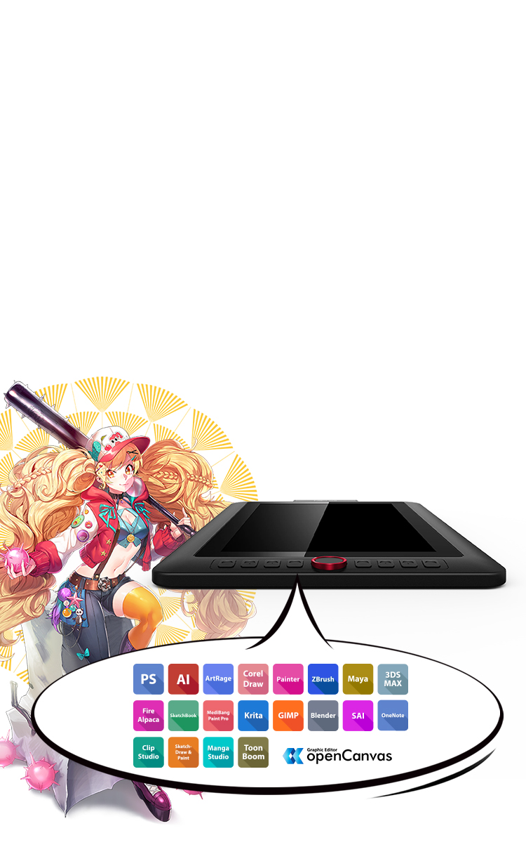 XP-Pen Artist 13.3 Pro Tableta incluye 1 creativa Red Dial y 8 botones configurables