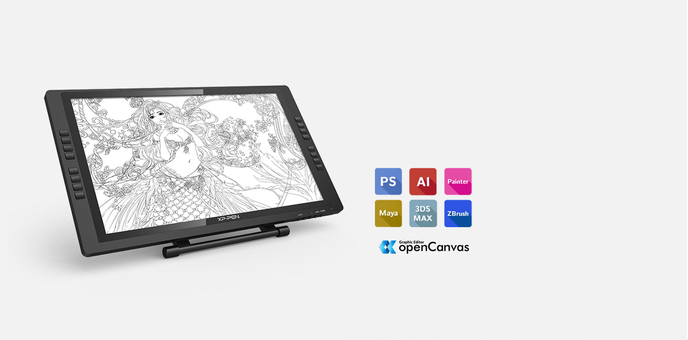 XP-Pen Artist 22E Pro Tableta Compatible Windows y Mac OS y programas de dibujo photoshop y  illustrator