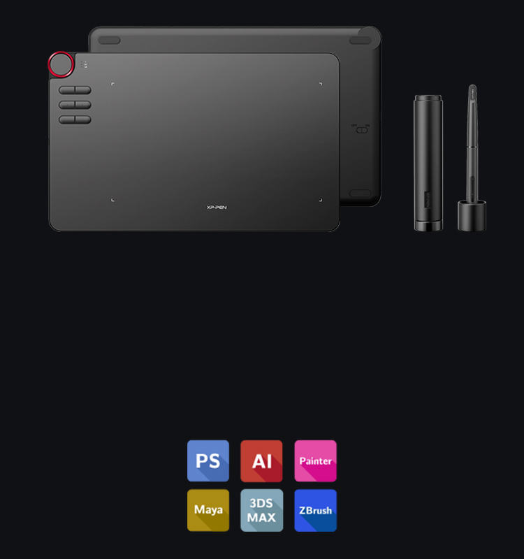 XP-Pen Deco 03 Tableta Compatible Windows y Mac OS y programas de dibujo photoshop y illustrator
