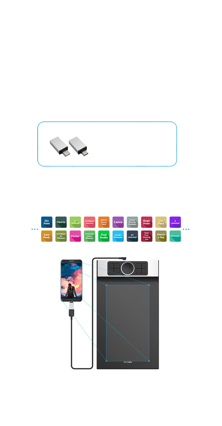 XP-Pen Deco Pro Tableta gráfica admite la conexión con tabletas y teléfonos móviles Android