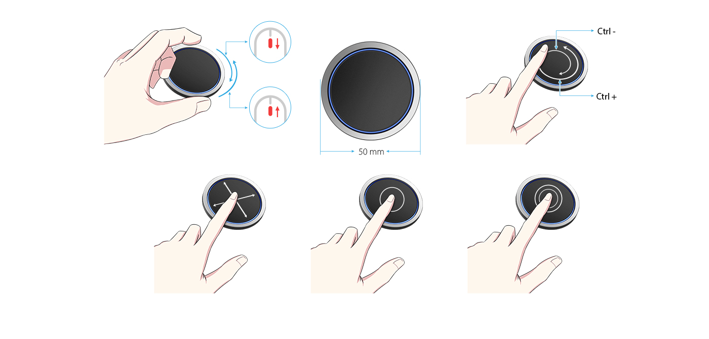 Tableta gráfica XP-Pen Deco Pro doble rueda combinado con la funcionalidad del trackpad