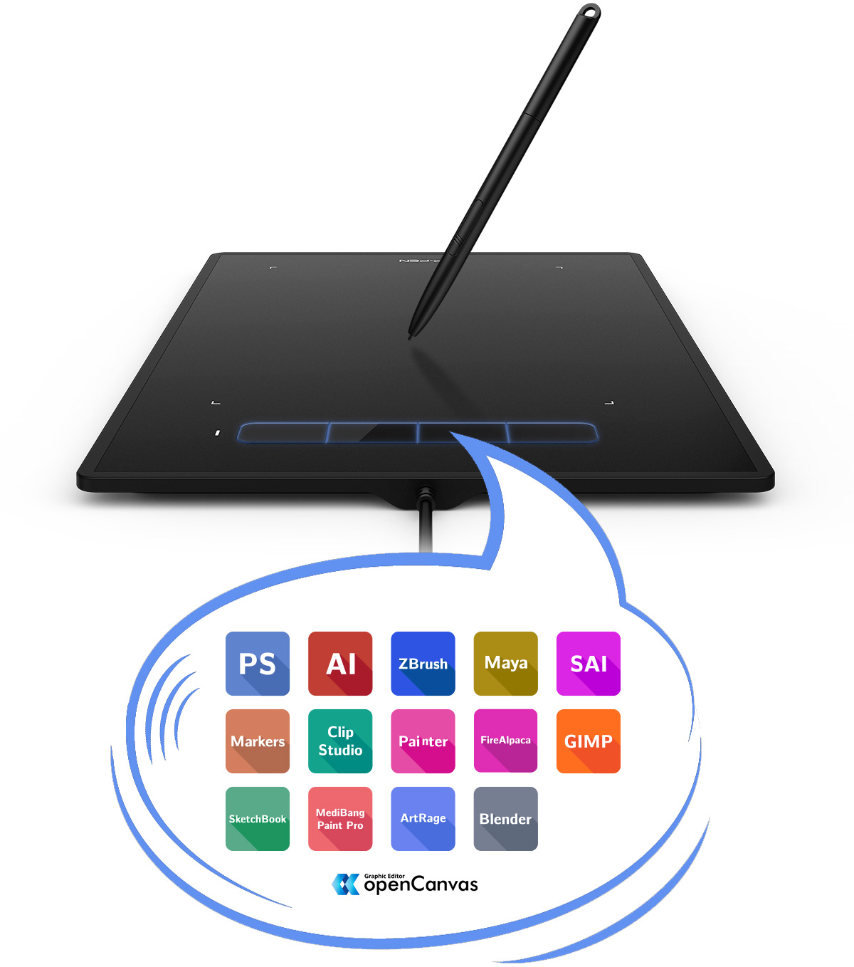 tableta gráfica XP-Pen Star G960 Con 4 teclas de atajo personalizables