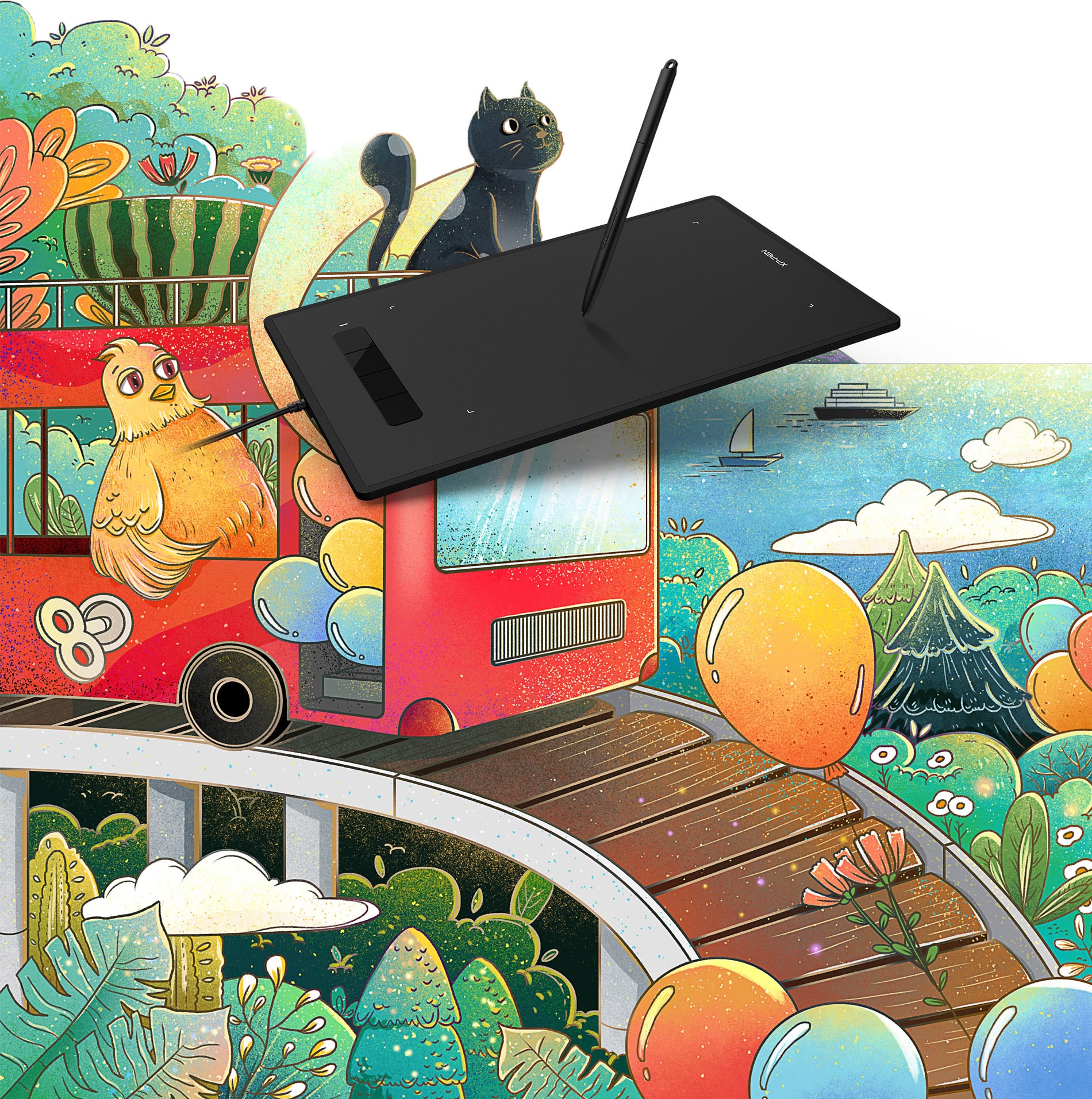 tableta gráfica XP-Pen Star G960 compatible con Windows , MAc OS y software de arte digital popular